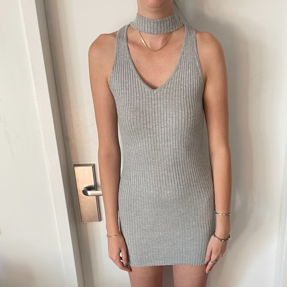 Rumor Boutique Gray Cutout Sweater Dress - Picture 1 of 3